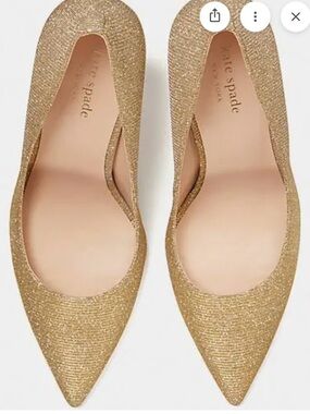 kate spade Gold Pointed-Toe Glitter Flats